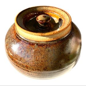 Vintage Bob Kingsmill BC Artist Signed Studio Pottery Lidded Bowl MCM Estate